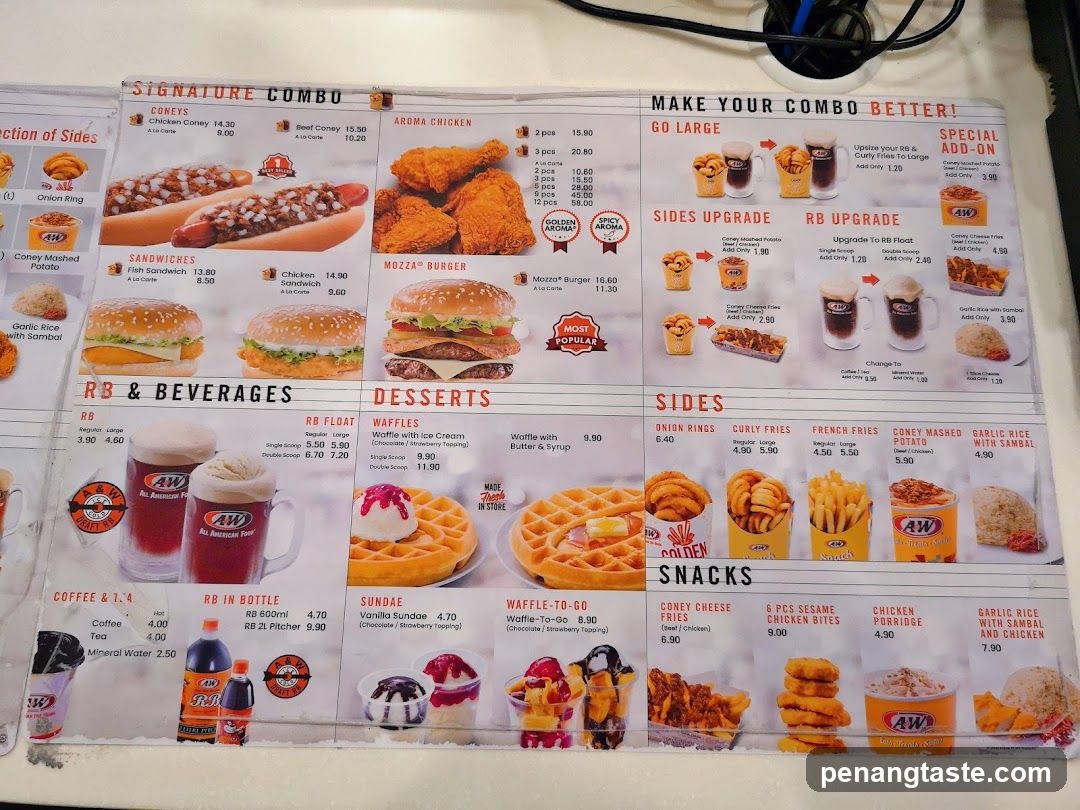 A&W Chicken & Burger Menu