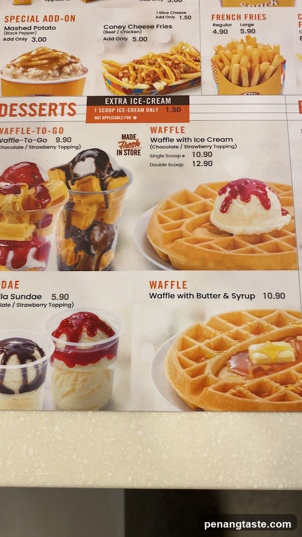 Waffle and Dessert Menu