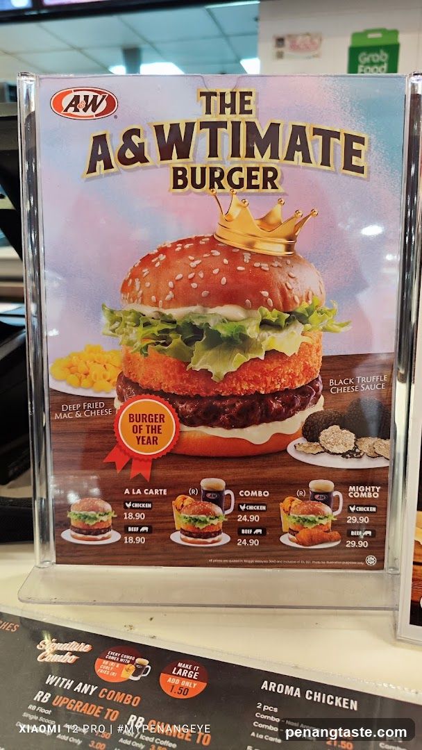 A&W Burger Menu Display