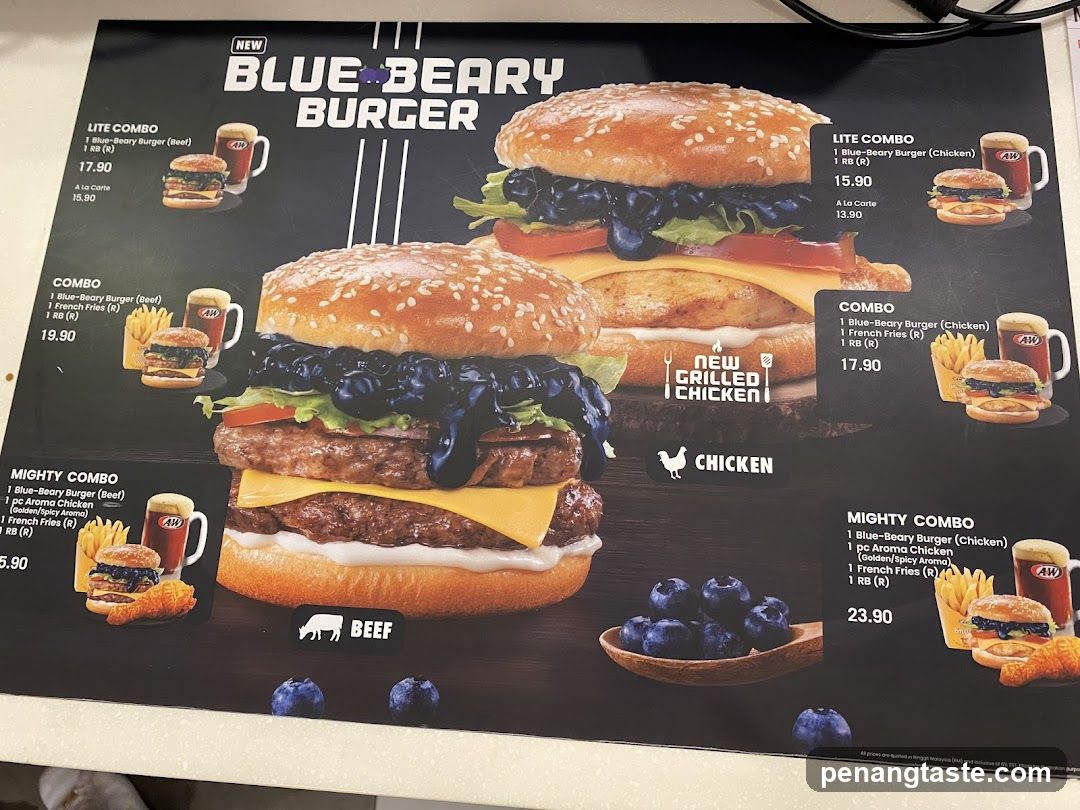 Blue-Beary Burger Menu