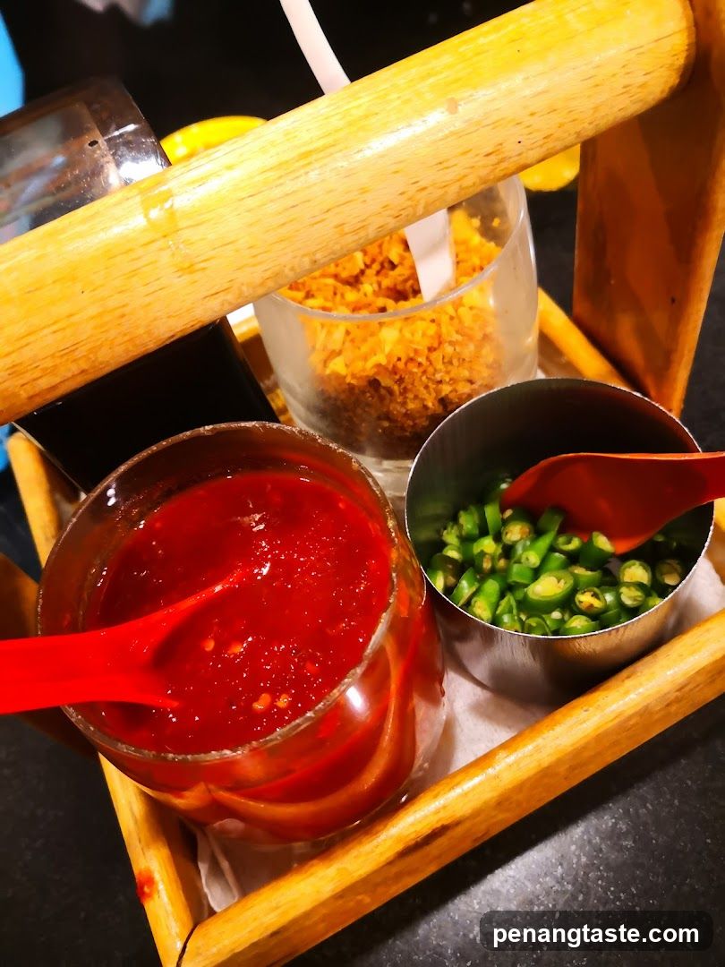 Condiment Tray with Sauces and Garnishes