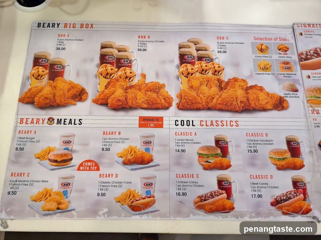 A&W Menu Page
