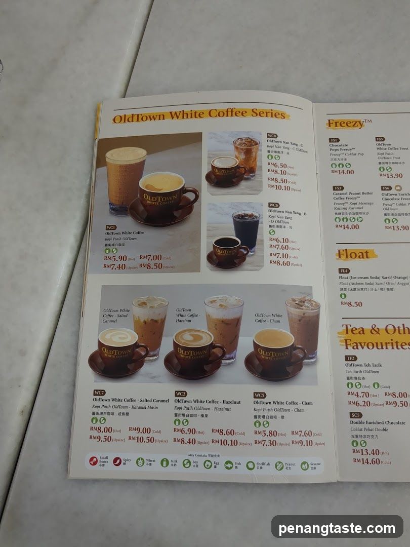 OldTown White Coffee Series Menu