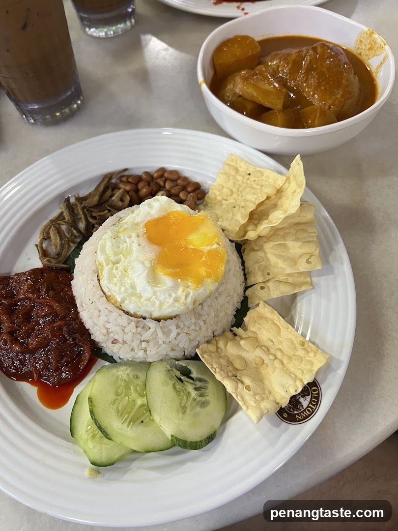 Nasi Lemak Plate with Side Dishes