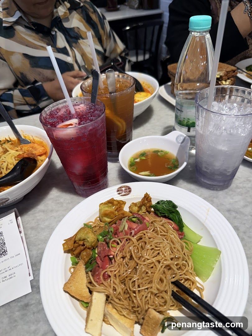Noodle Meal with Drinks