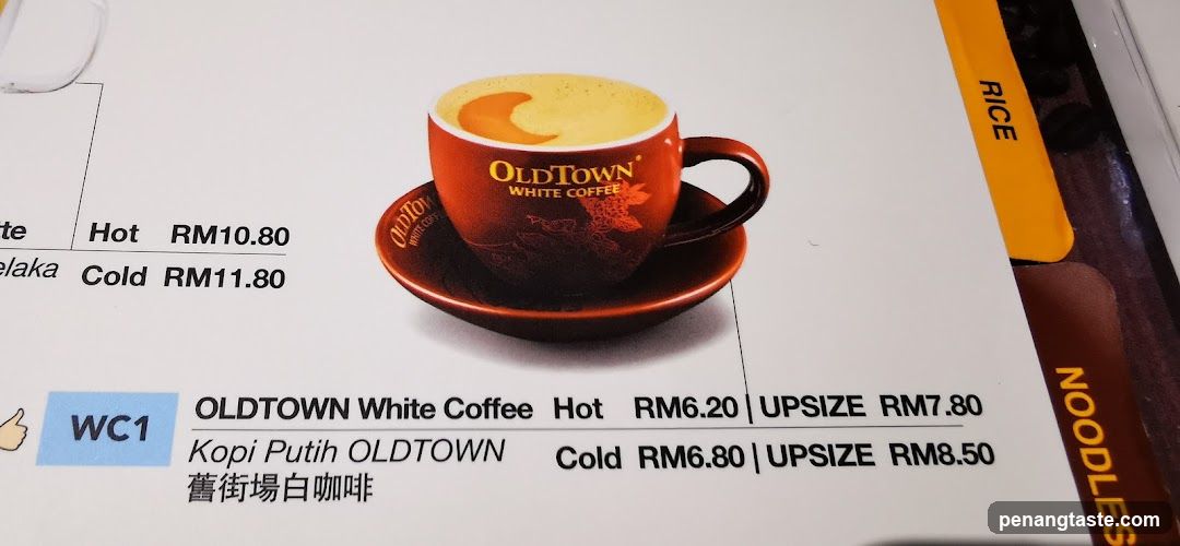 OldTown White Coffee Menu Page