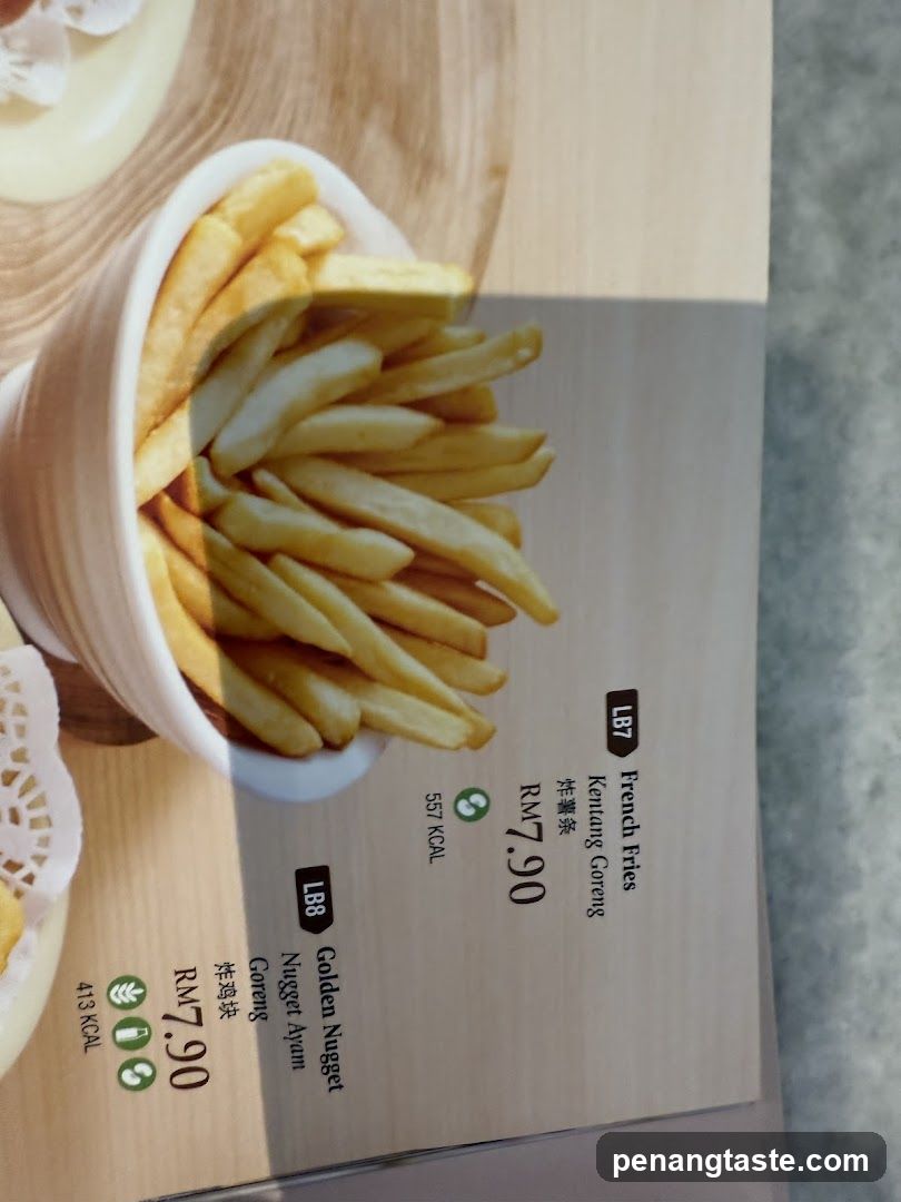 Food Menu Page with French Fries and Chicken Nuggets