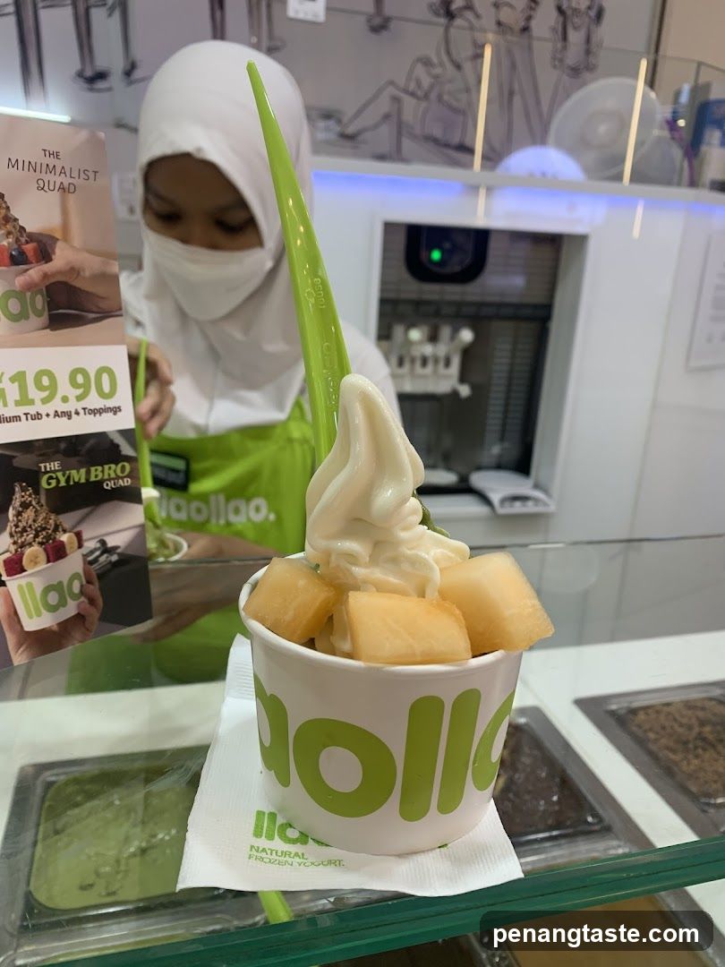 Yogurt Shop Interior with Staff and Product Display