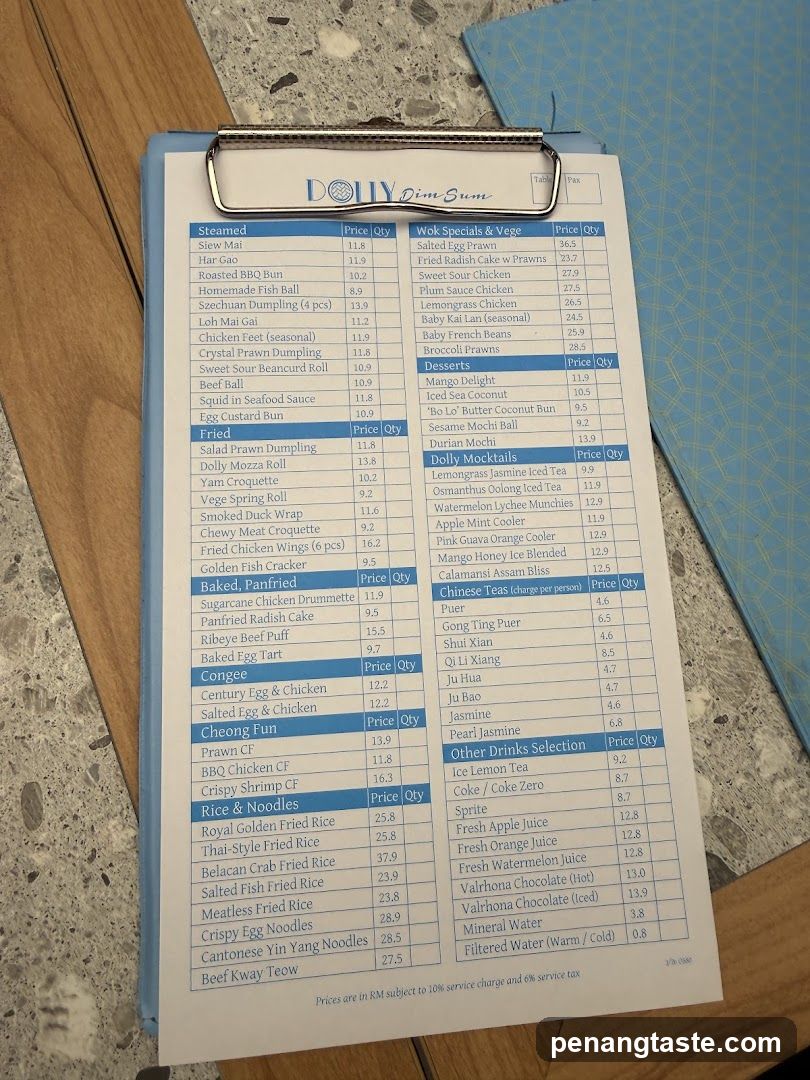 Dolly Fine Dine Menu