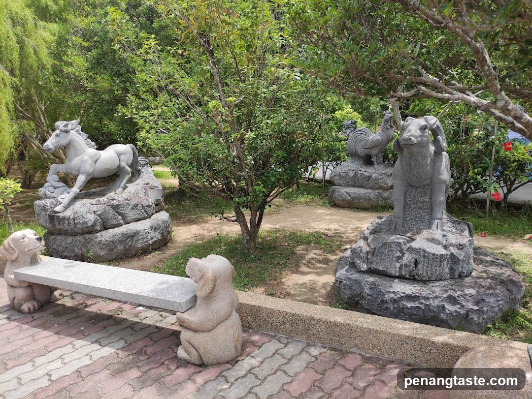 Stone Animal Statues in Garden