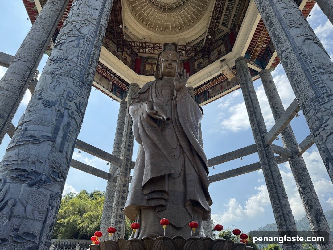 Giant Statue of Guanyin in Temple Pavilion