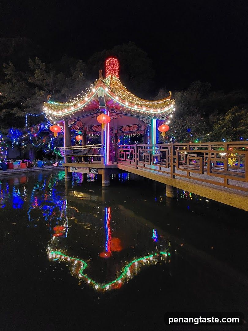 Illuminated Pavilion at Night