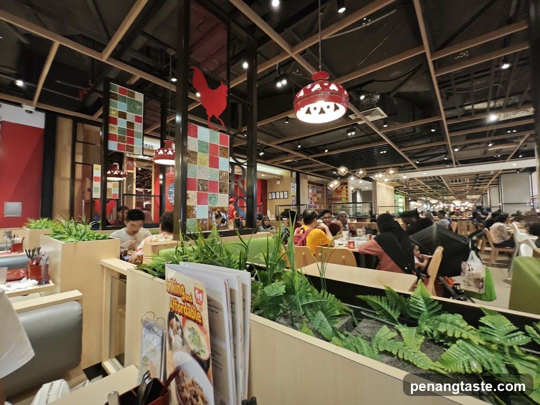 Restaurant Interior with Greenery and Dining Area