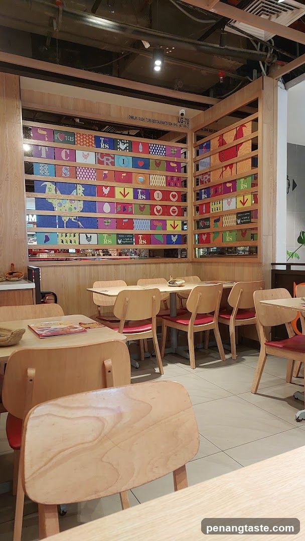 Interior of a colorful restaurant or cafe