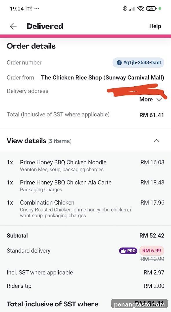 Order Details - The Chicken Rice Shop