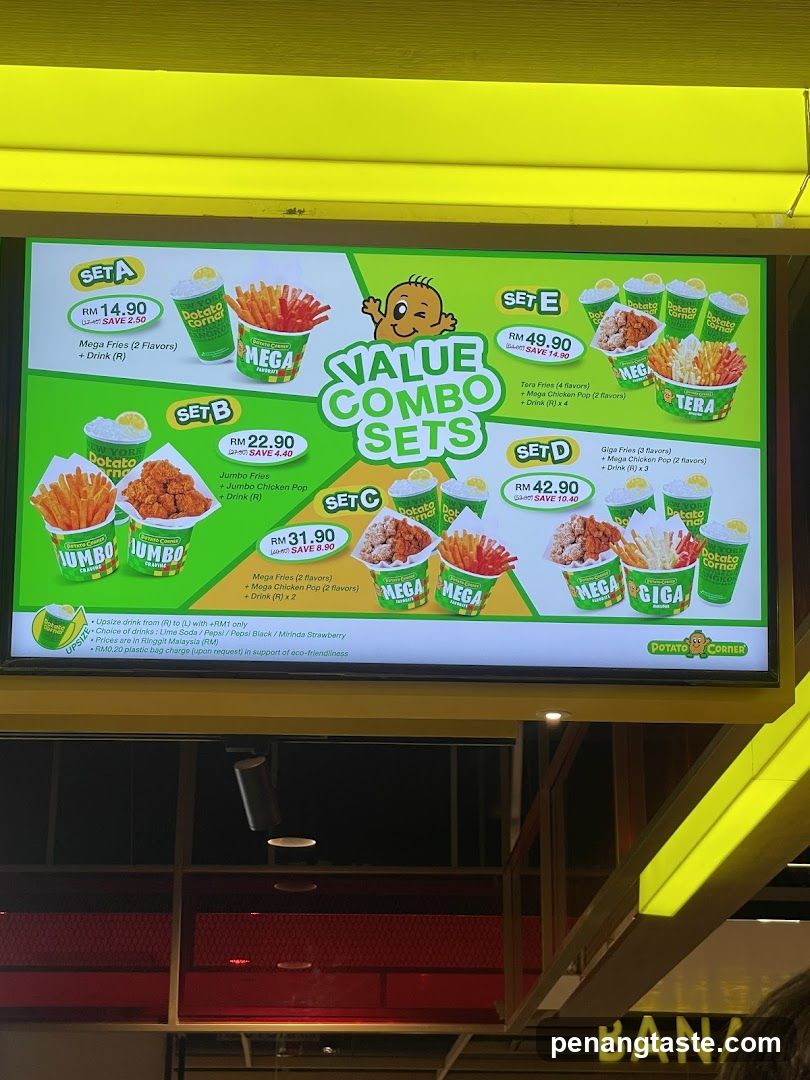 Potato Corner Value Combo Sets Menu Board