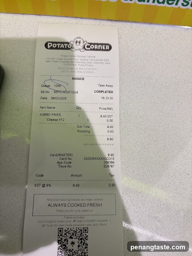 Potato Corner Receipt