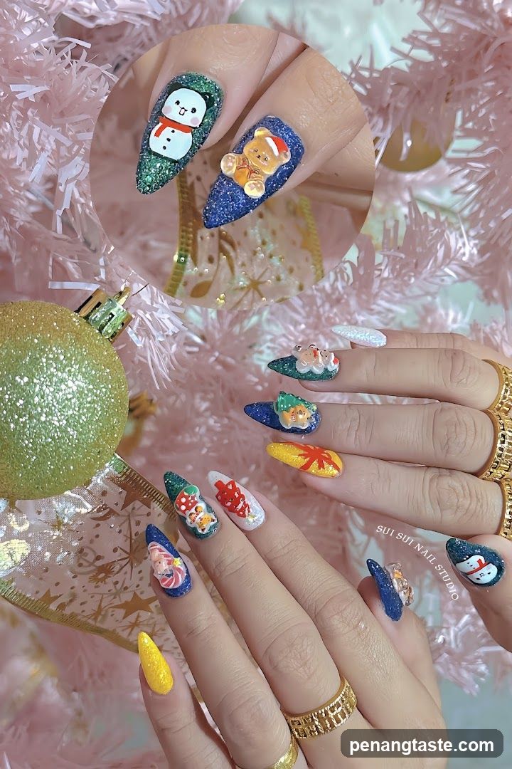 Christmas Themed Nail Art Display