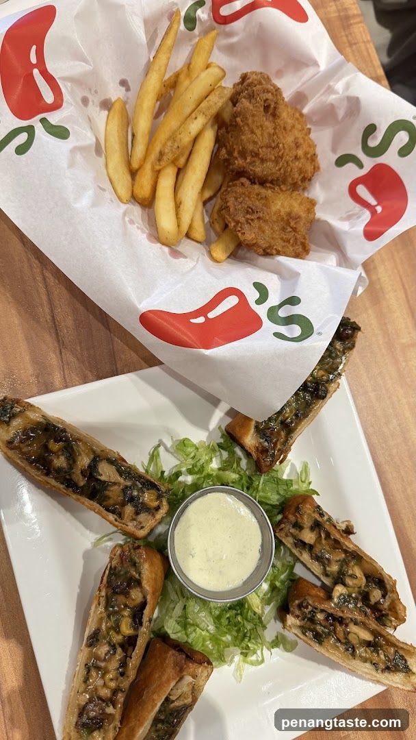 Chili's Chicken and Fries with Garlic Bread