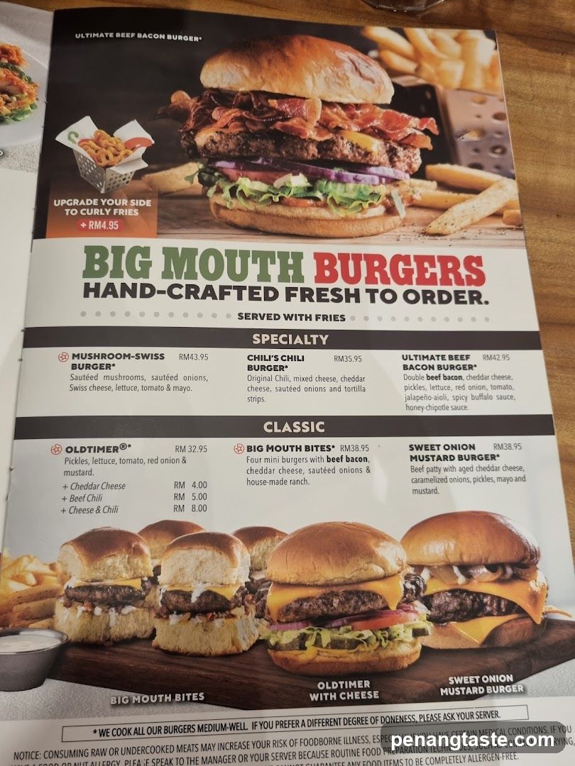 Big Mouth Burgers Menu
