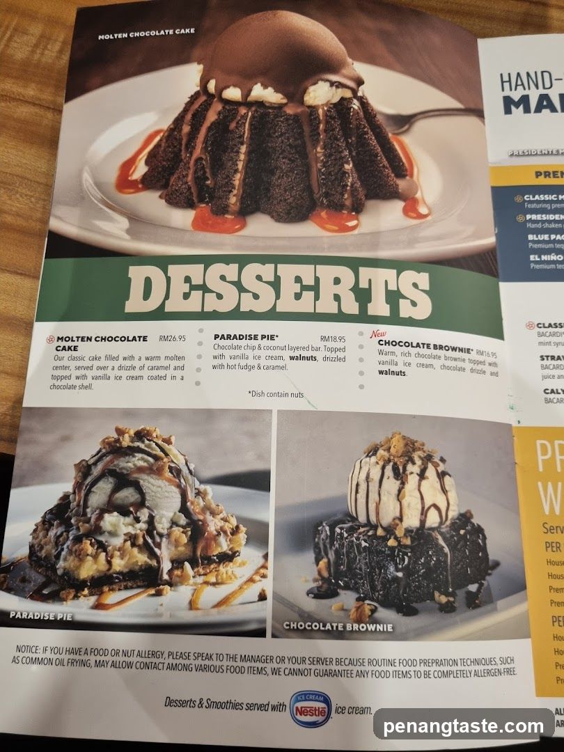 Desserts Menu Page