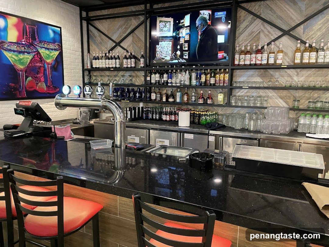 Bar Interior with TV and Bottles