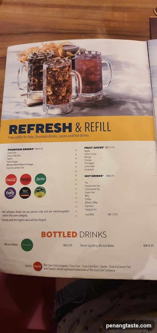 Refresh & Refill Menu Page
