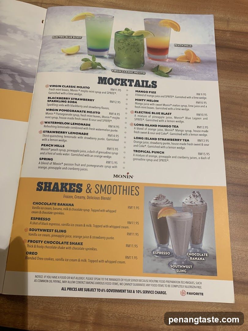 Mocktails & Shakes Menu