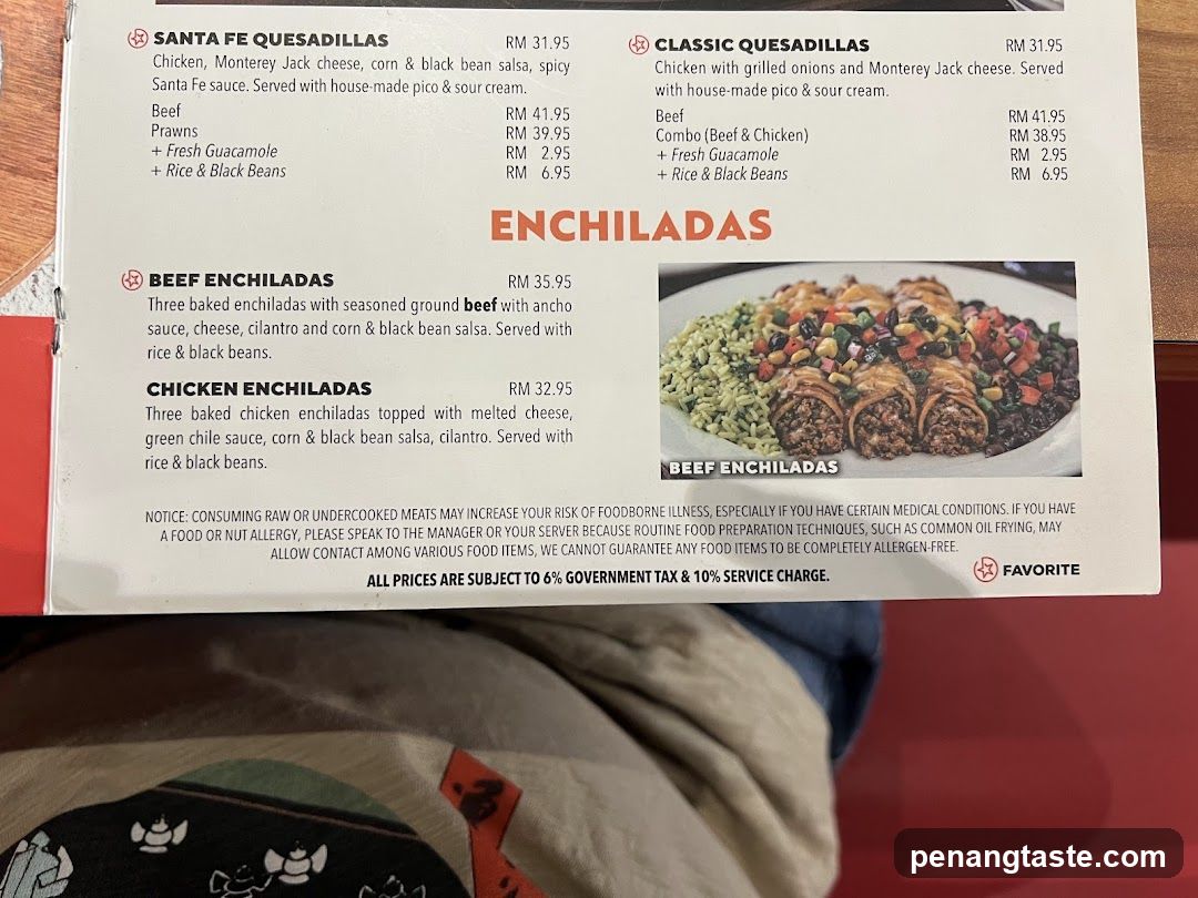 Favorite Restaurant Menu