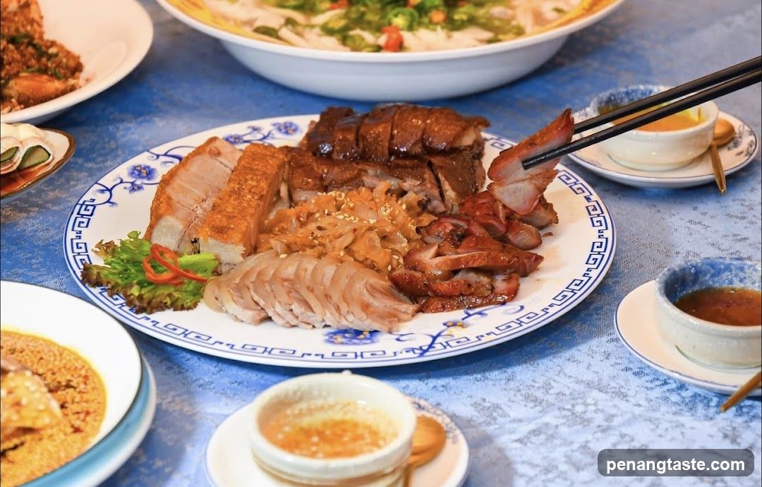 Roast Meat Platter with Chopsticks