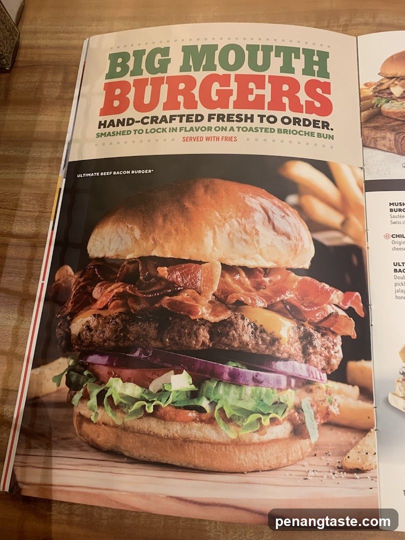 Big Mouth Burgers Menu Page