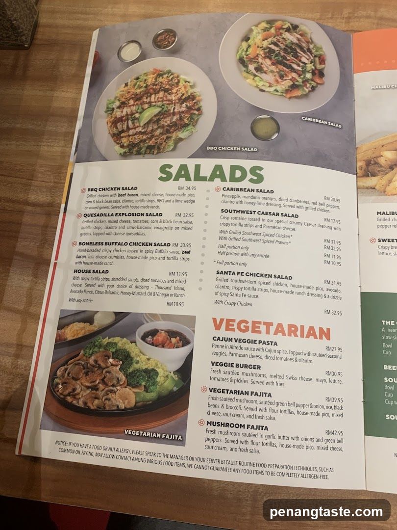 Salads & Vegetarian Menu Page