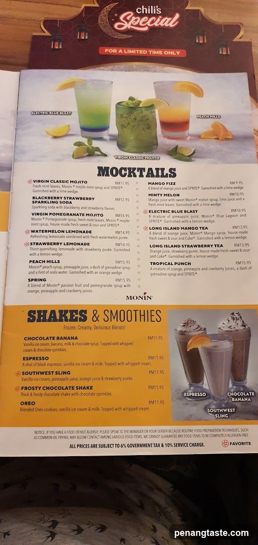 Chili's Special Menu