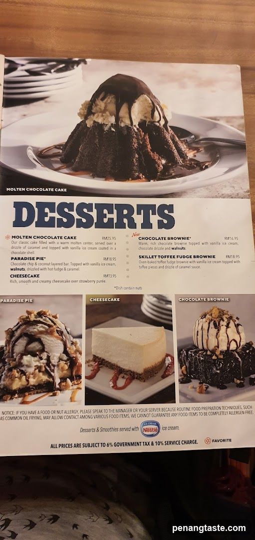 Desserts Menu Page