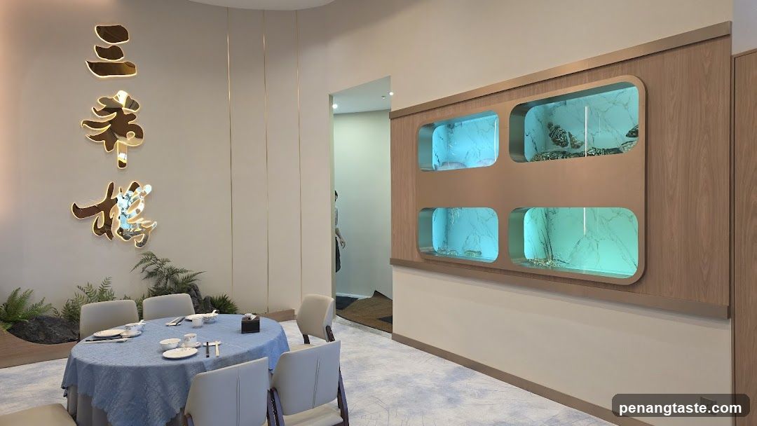 Dining Room Interior with Aquarium Feature