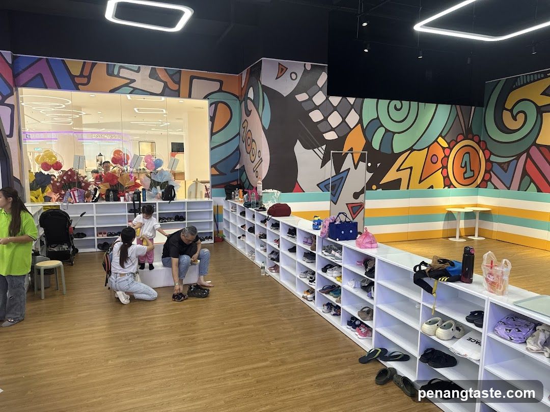 Shoe Store Interior with Colorful Walls