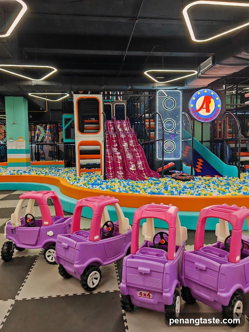Indoor Kids Play Area with Toy Cars and Ball Pit