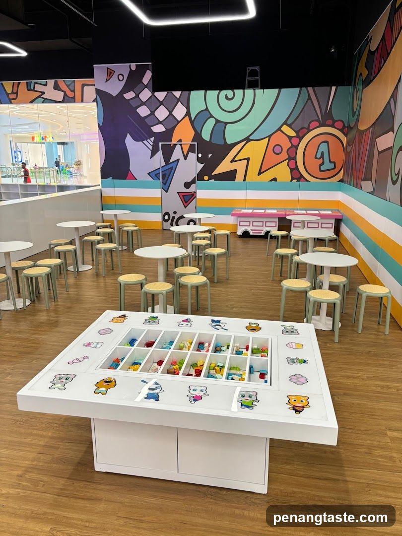 Playroom Interior with Art Wall and Game Table