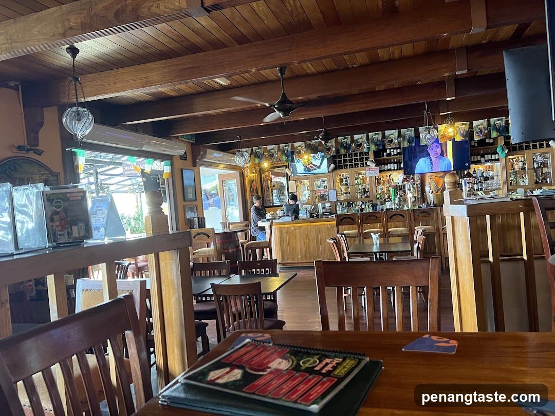 Interior of a wooden bar/restaurant