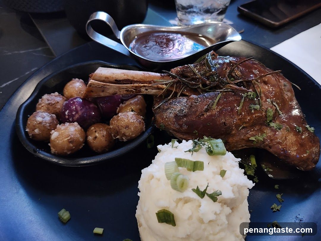Roasted Lamb Shank with Mashed Potatoes and Seasoning