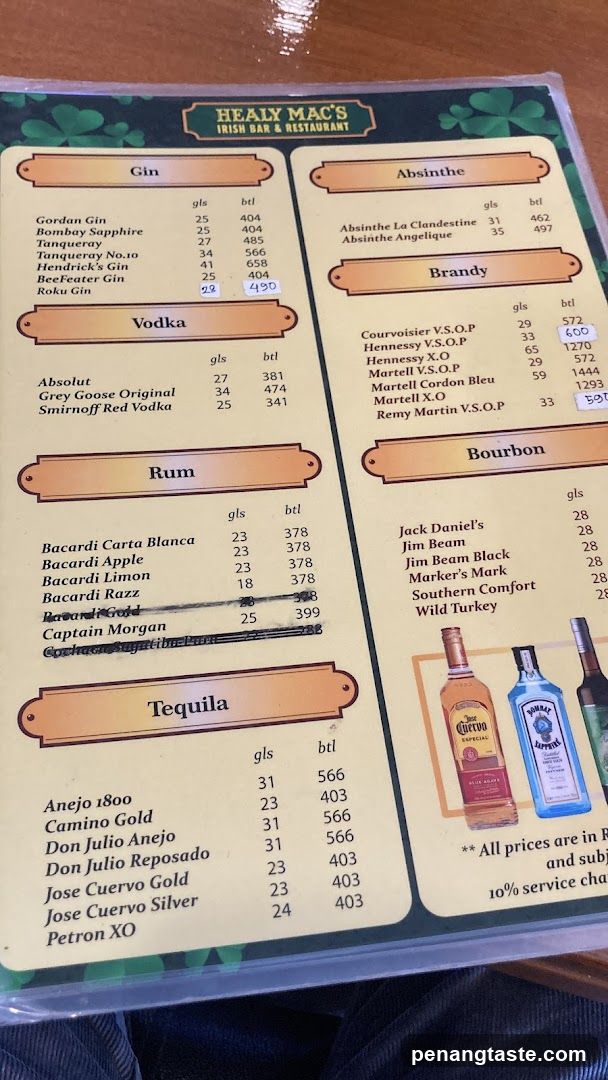 Healy Mac's Irish Bar & Restaurant Menu