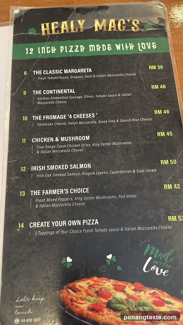 Healy Mac's Menu