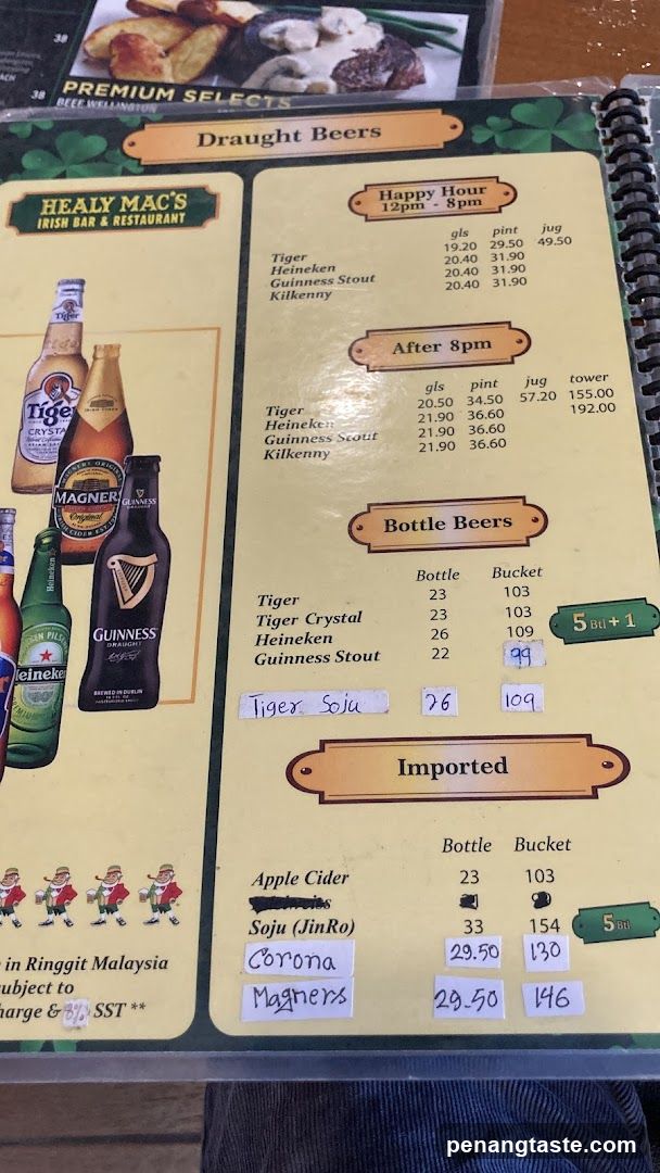 Healy Mac's Irish Bar & Restaurant Menu