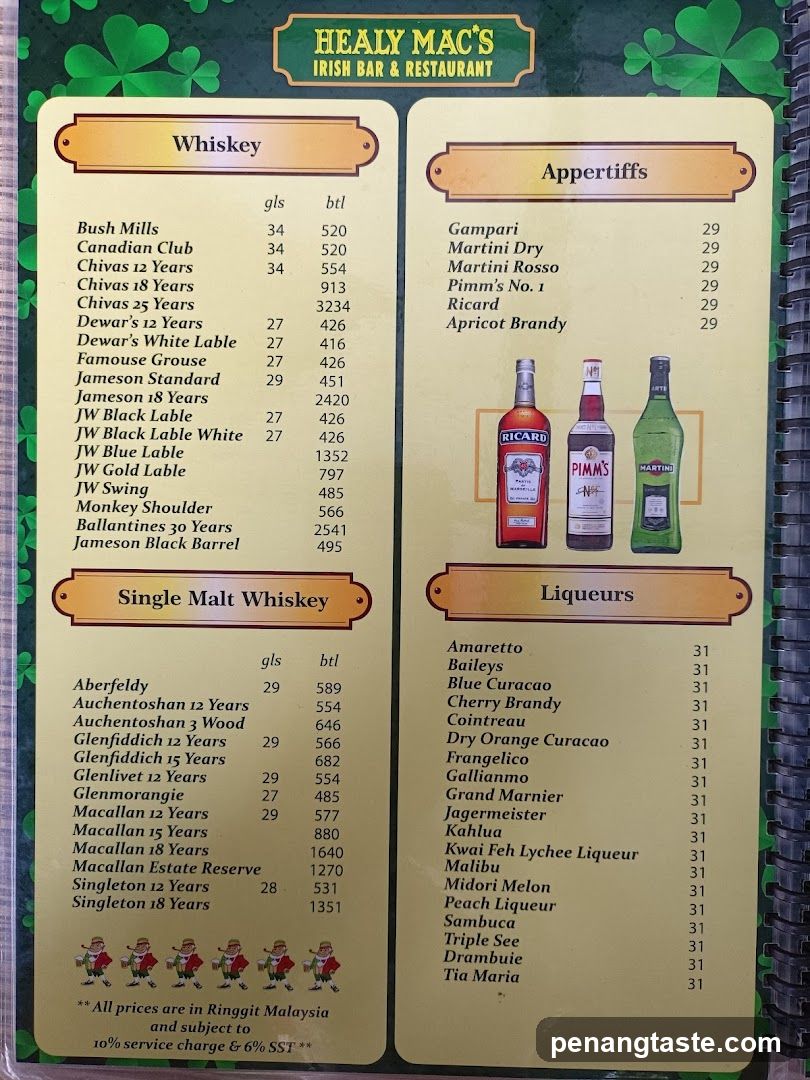 Healy Mac's Irish Bar & Restaurant Menu