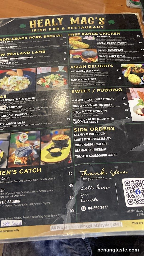 Healy Mag's Irish Bar & Restaurant Menu