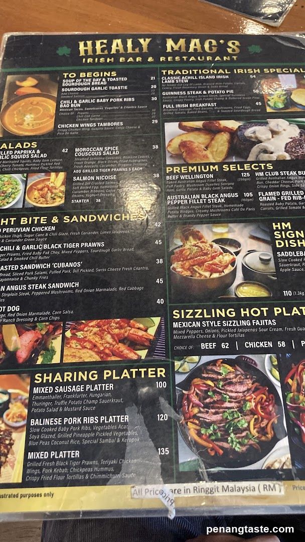 Healy Mac's Irish Bar & Restaurant Menu