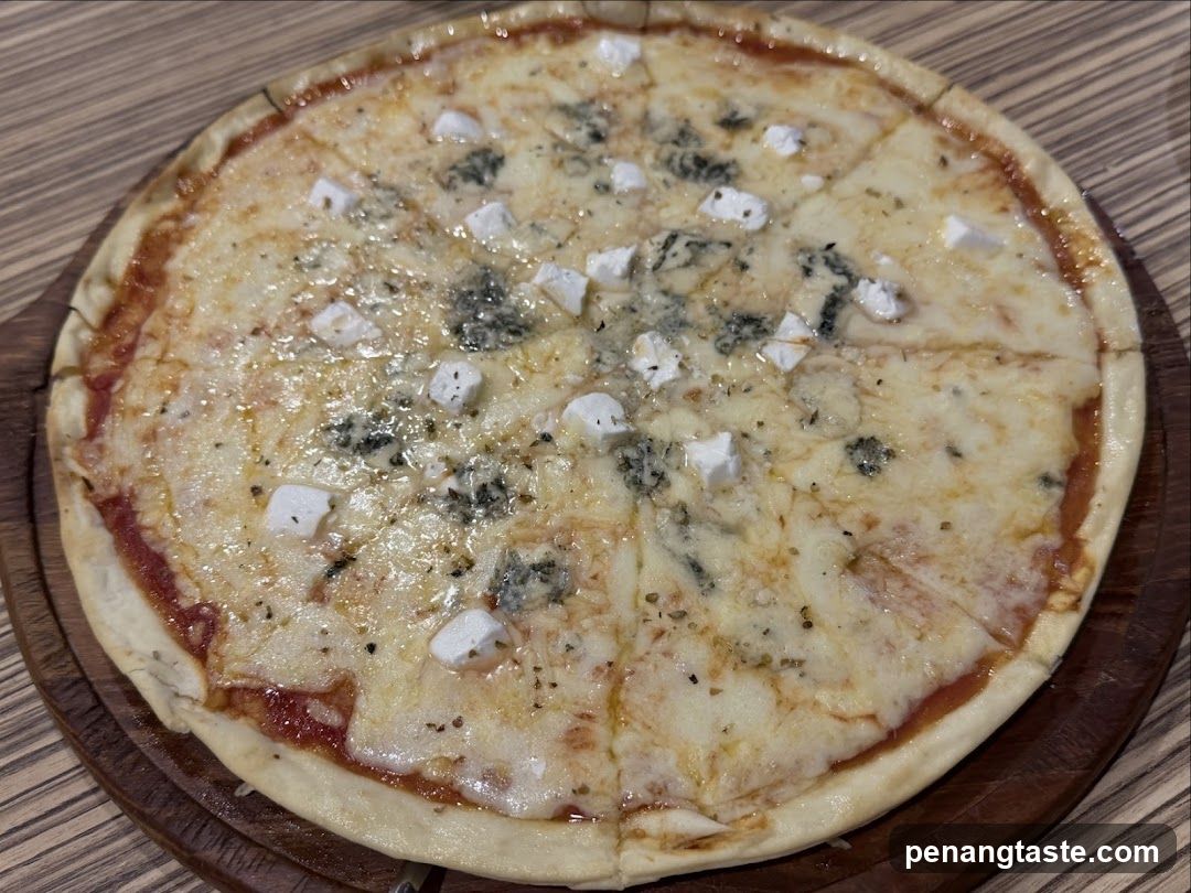 Pizza with Cheese and Blue Cheese Crumbles