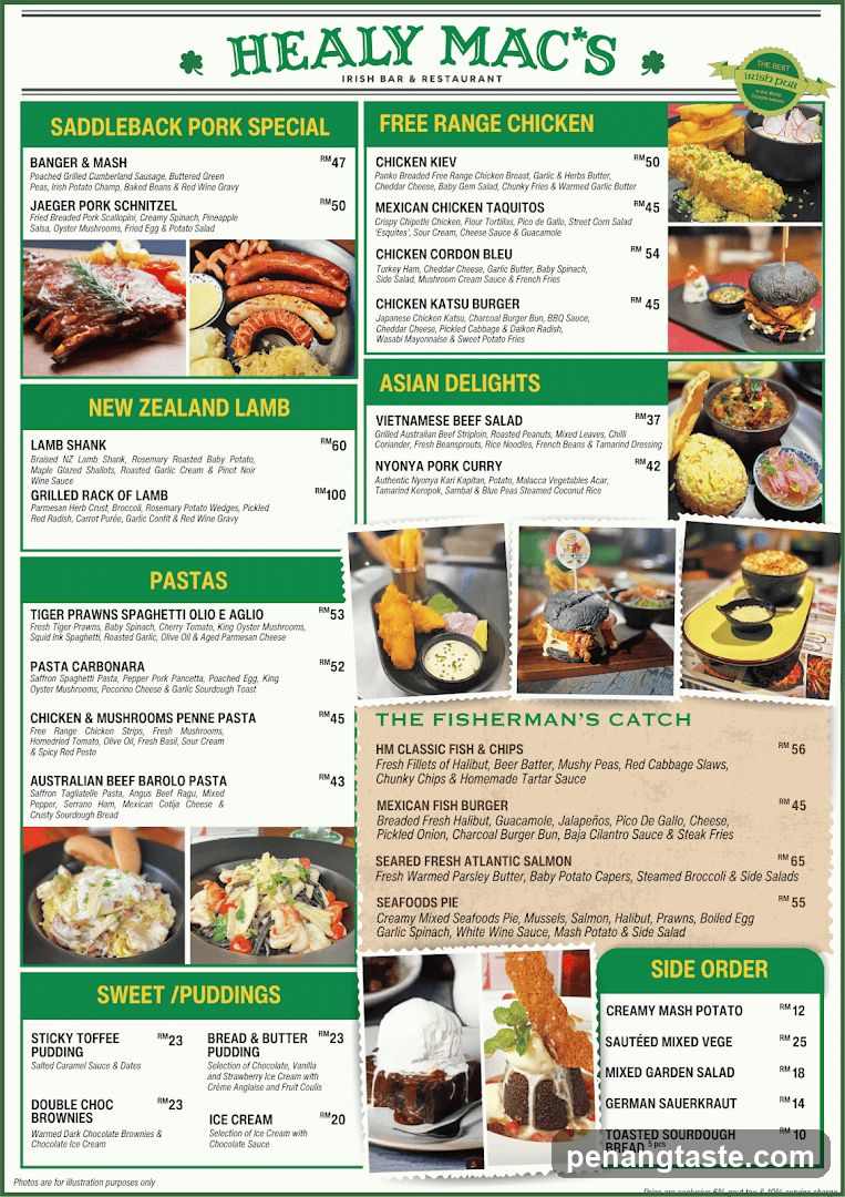 Healy Mac's Irish Bar & Restaurant Menu