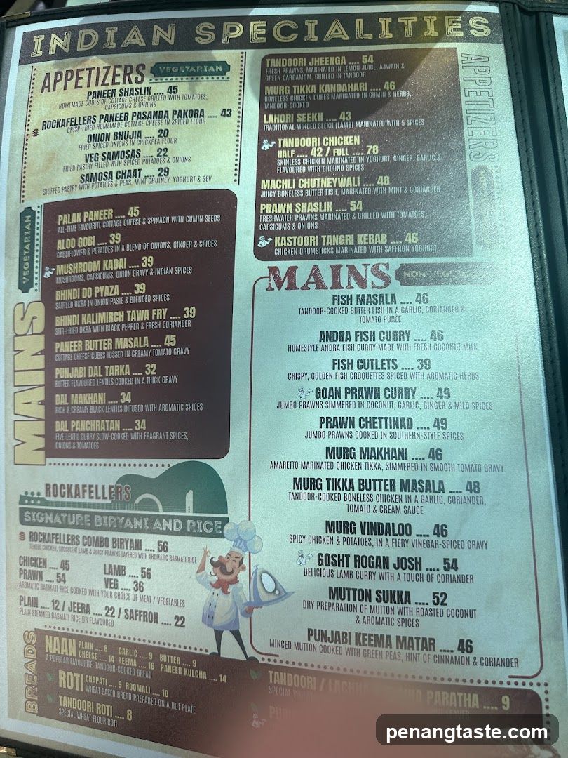Indian Specialties Menu