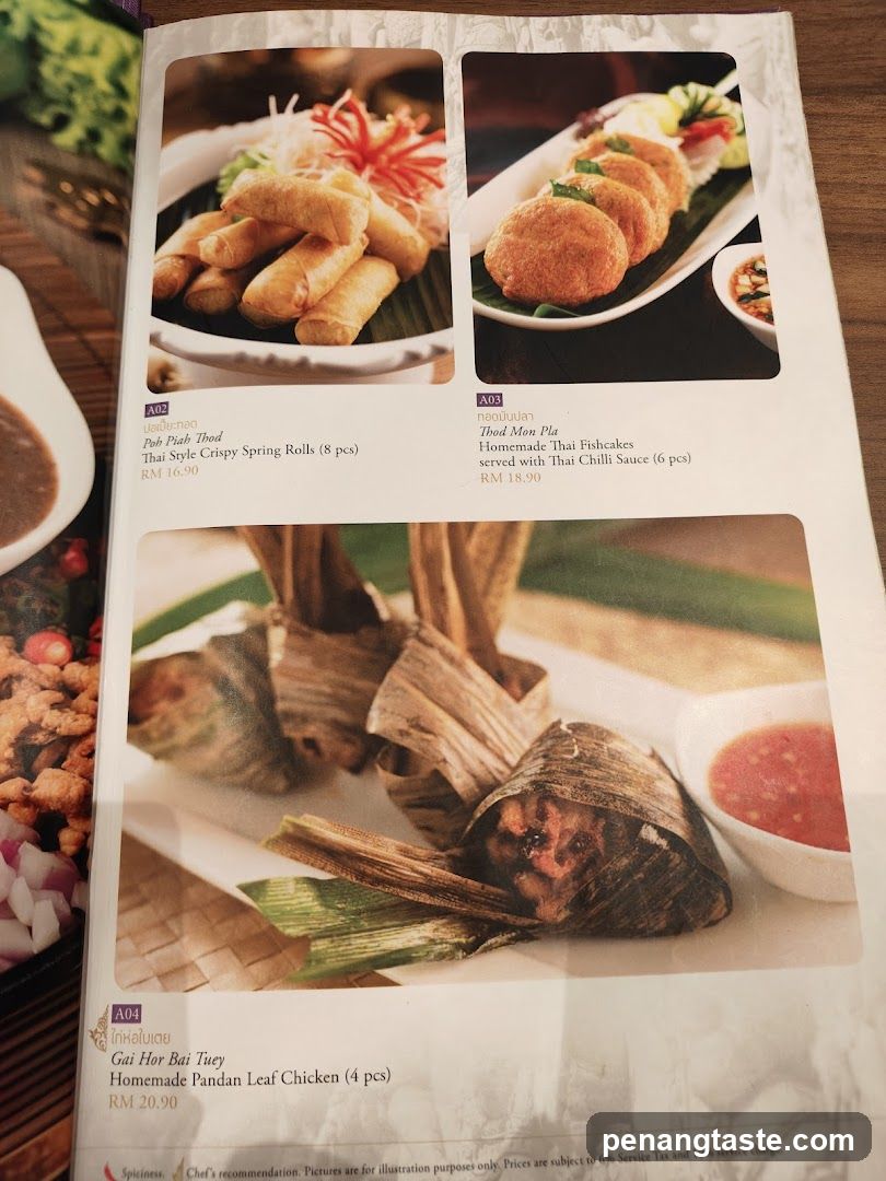 Thai Cuisine Menu Page